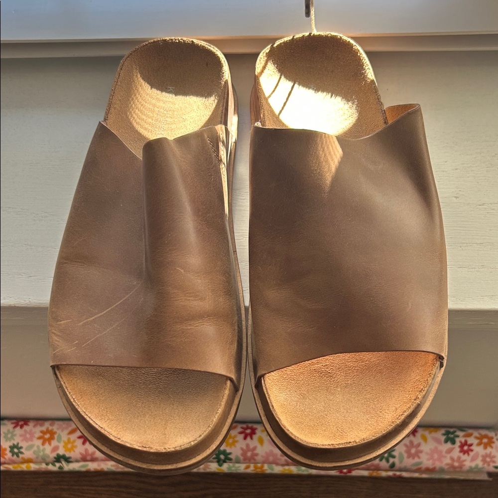 Kelsi Dagger Brown Leather Sandals, Slip Ons, 7.5